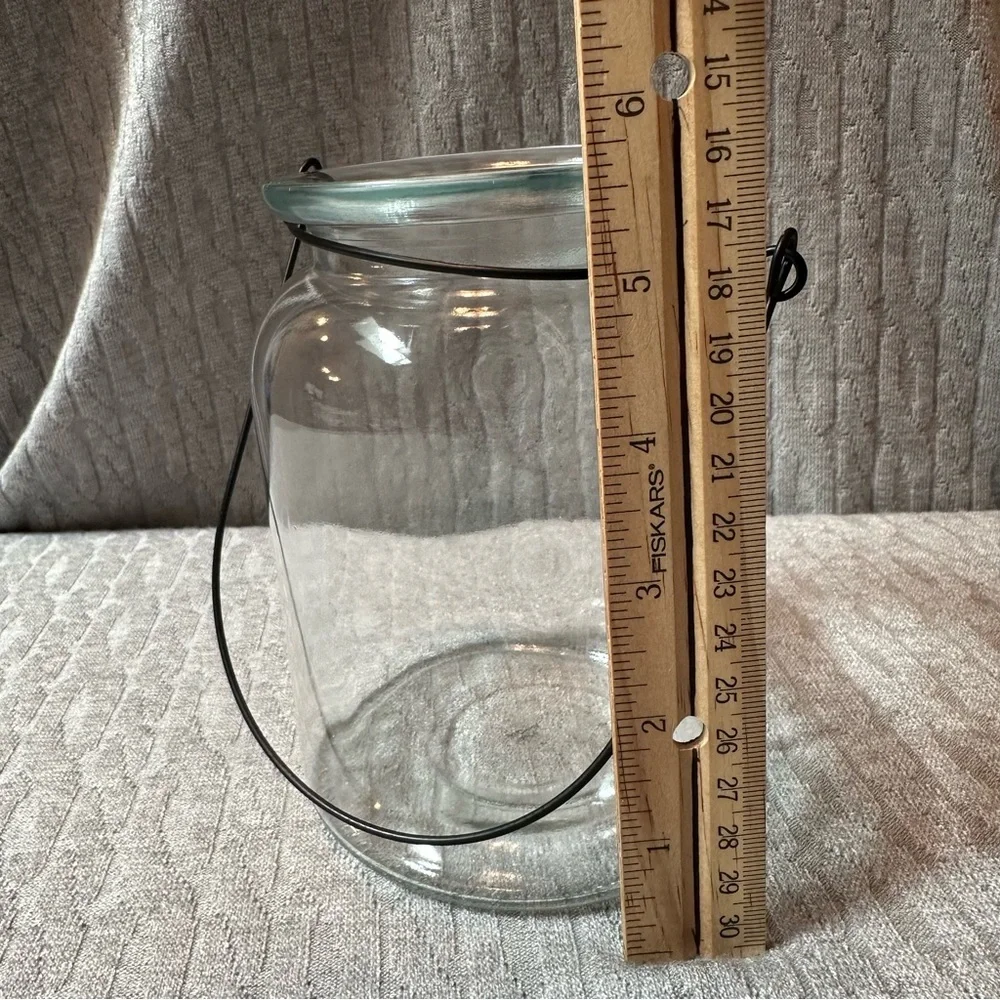 Glass Hanging Jar with Black Handle